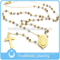 Truthkobo Provide Plating New Design Religious Jewelry Stainless Steel Three Colors Bead Style Necklace With Religious Cross